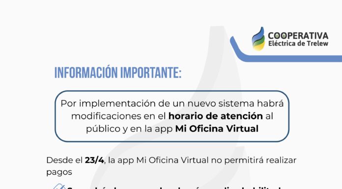 La Cooperativa Eléctrica de Trelew incorpora un nuevo sistema y detalla cambios en la app y la atención al público